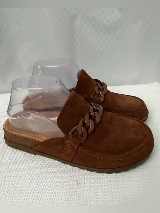 Vionic Shoes - Vionic Georgie Mules Size 6.5 Brown Suede Chain Slip On Comfort Orthotic Clog
